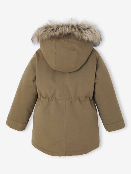 3-in-1 Parka with Hood for Girls black+GREEN DARK SOLID+grey green+khaki+PURPLE MEDIUM SOLID+sage 