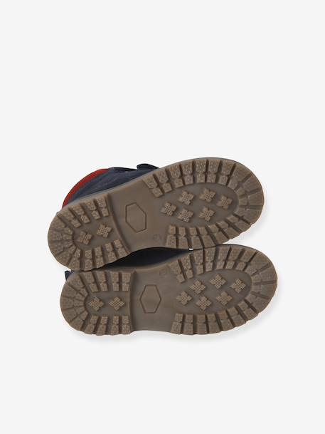 Hook-&-Loop Leather Boots for Boys navy blue 