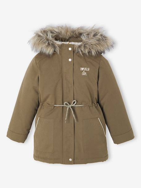 3-in-1 Parka with Hood for Girls black+GREEN DARK SOLID+grey green+khaki+PURPLE MEDIUM SOLID+sage 