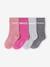 Pack of 4 Pairs of Ankle Socks with 'Message' Detail dusky pink 