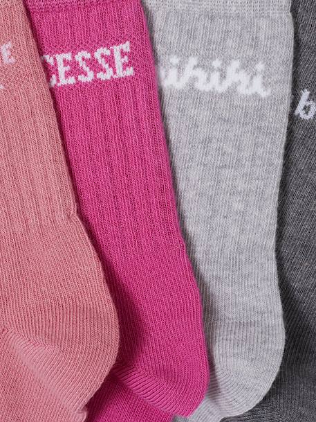 Pack of 4 Pairs of Ankle Socks with 'Message' Detail dusky pink 