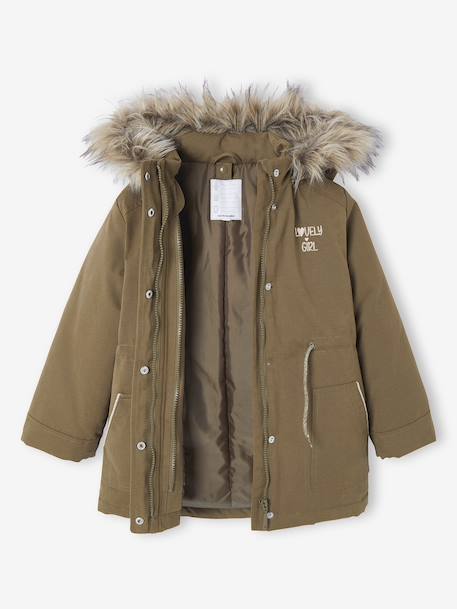 3-in-1 Parka with Hood for Girls black+GREEN DARK SOLID+grey green+khaki+PURPLE MEDIUM SOLID+sage 