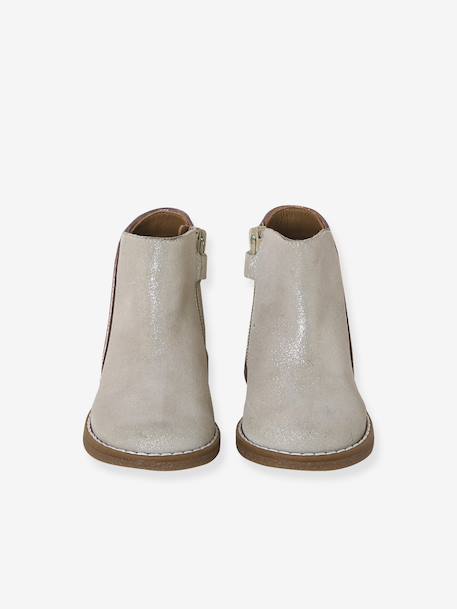 Zipped Leather Boots for Babies black+gold 