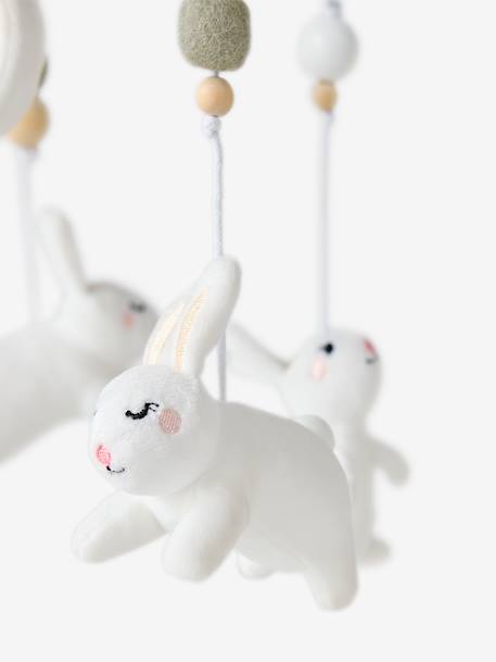 Rabbit Musical Mobile for Cot wood 