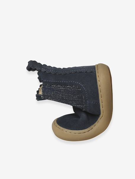 Leather Zipped & Elasticated Chelsea Boots for Babies navy blue 