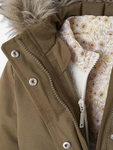 3-in-1 Parka with Hood for Girls black+GREEN DARK SOLID+grey green+khaki+PURPLE MEDIUM SOLID+sage 