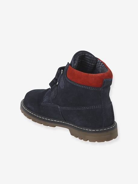 Hook-&-Loop Leather Boots for Boys navy blue 