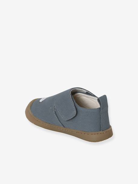 Canvas touch-fastening slippers for babies printed blue 