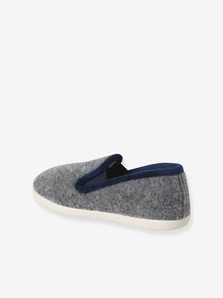 Elasticated Velour Slippers for Children blue+grey 