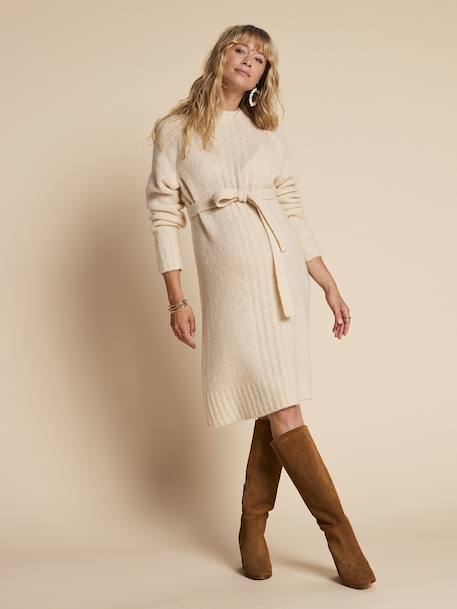 Knitted Dress for Maternity by Envie de Fraise beige+pearly grey 