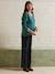 Fancy Fuzzy Knit V-Neck Jumper for Maternity English green+pomegranate 