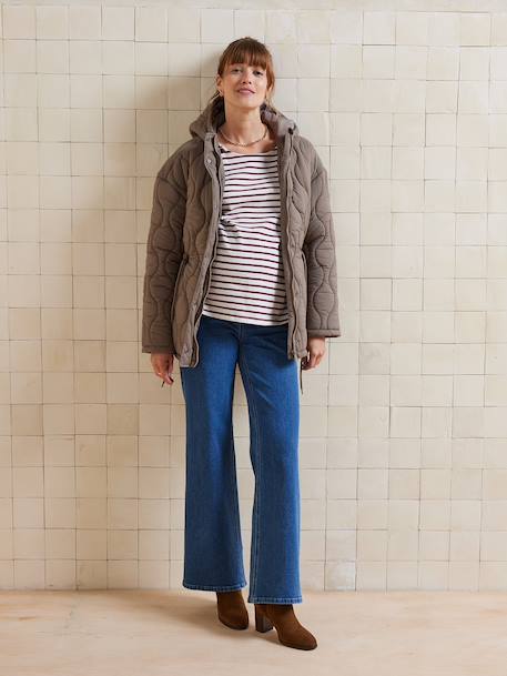 Quilted maternity and post-maternity evolving jacket coat taupe 