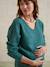 Fancy Fuzzy Knit V-Neck Jumper for Maternity English green+pomegranate 
