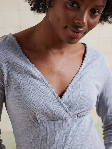 Richelieu rib nightie for nursing clothes and breastfeeding marl grey 