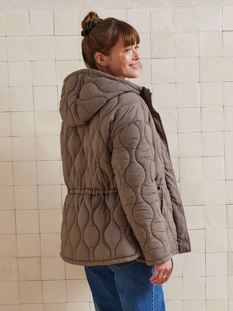 Quilted maternity and post-maternity evolving jacket coat taupe 