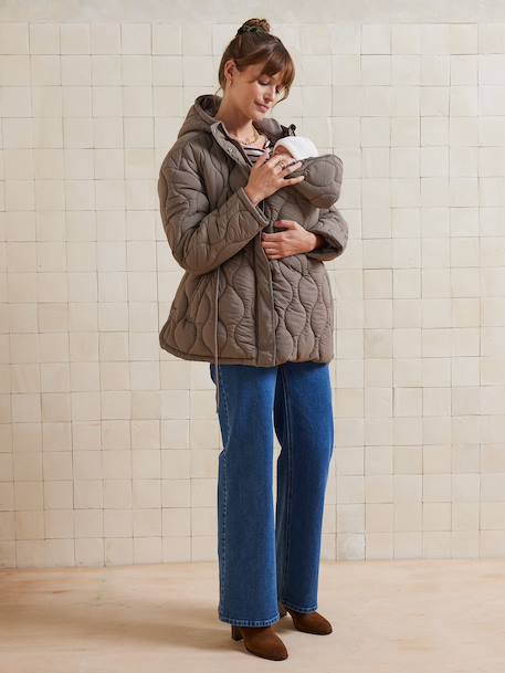 Quilted maternity and post-maternity evolving jacket coat taupe 