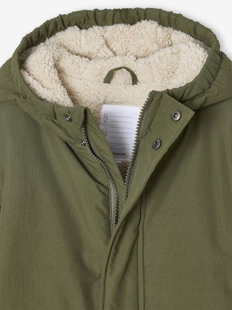 Hooded Sherpa-Lined Parka for Boys black+khaki 