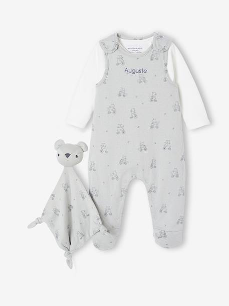 3-Piece Set for Newborns: Jumpsuit + Bodysuit + Comforter aqua green+rose 