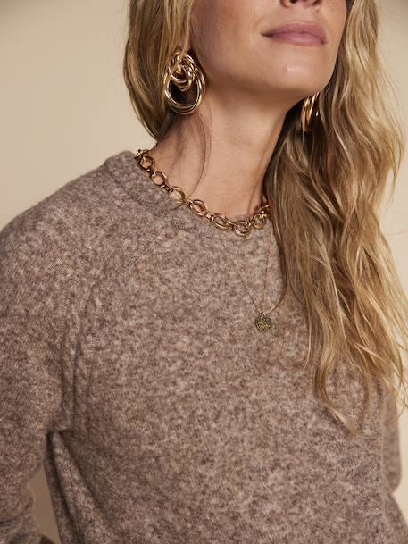 Raglan sleeve nursing jumper with braid ENVIE DE FRAISE beige 
