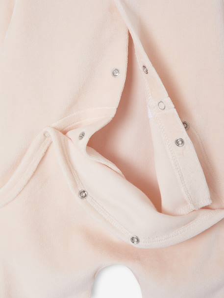 Pack of 2 Velour Sleepsuits for Newborns pale pink 