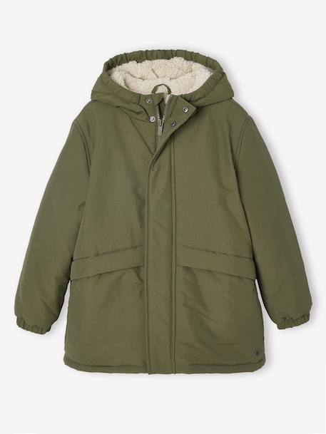Hooded Sherpa-Lined Parka for Boys black+khaki 