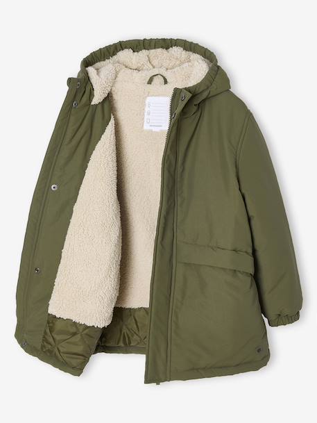 Hooded Sherpa-Lined Parka for Boys black+khaki 