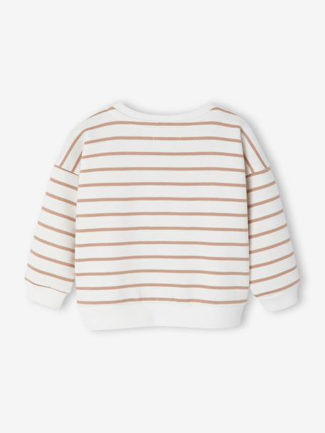 Striped Fleece Sweatshirt with Shoulder Fastening for Newborns ecru 