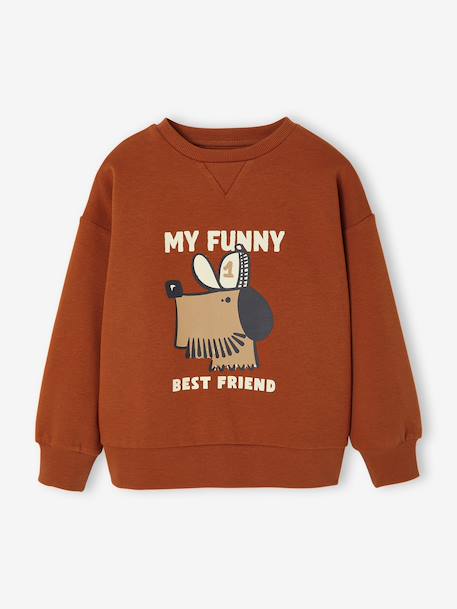 Printed Dog Sweatshirt for Boys striped white+tomato red 