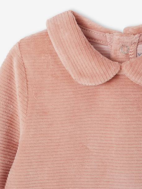 Pack of 2 Velour Sleepsuits for Newborns pale pink 