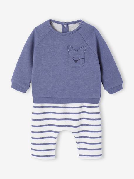 Sweatshirt & Trousers Combo for Babies 6308+marl blue+pale pink 