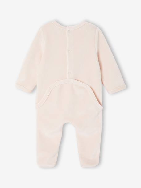 Pack of 2 Velour Sleepsuits for Newborns pale pink 