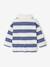 Striped long-sleeved baby polo shirt cocoa+grey blue 