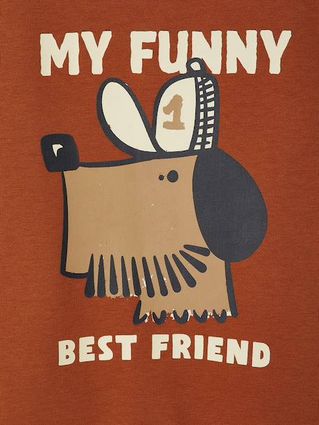 Printed Dog Sweatshirt for Boys striped white+tomato red 