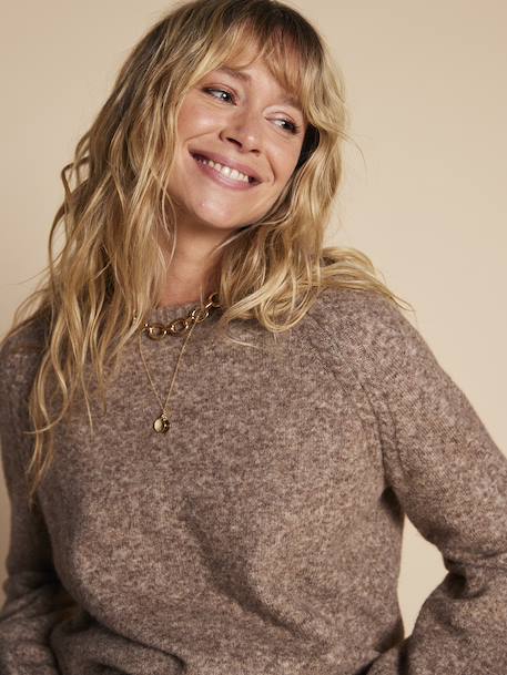 Raglan sleeve nursing jumper with braid ENVIE DE FRAISE beige 