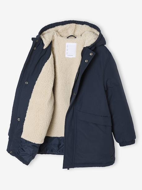 Hooded Sherpa-Lined Parka for Boys black+khaki 