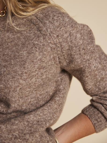 Raglan sleeve nursing jumper with braid ENVIE DE FRAISE beige 