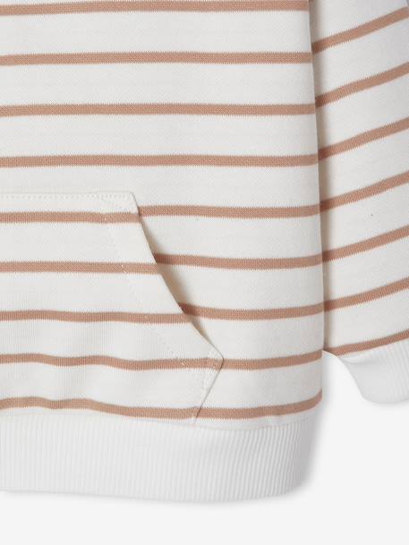 Striped Fleece Sweatshirt with Shoulder Fastening for Newborns ecru 