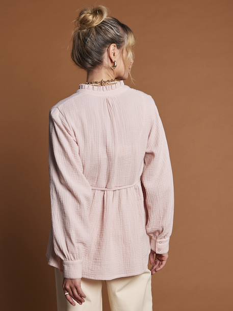 Cotton Gauze Blouse for Pregnancy & Nursing, ENVIE DE FRAISE blush 