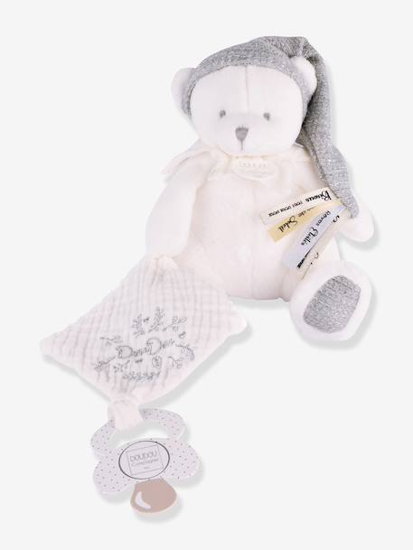 DOUDOU 25 years - SILVER BEAR - Soother clip comforter DOUDOU & COMPAGNIE silver 