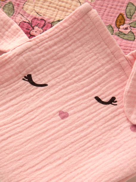 Pack of 3 muslin squares in cotton gauze ENCHANTED RABBIT set pink 