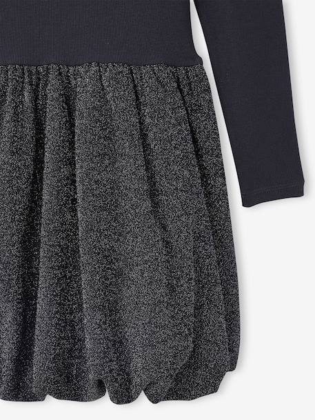 Girl's two-fabric bubble dress anthracite 