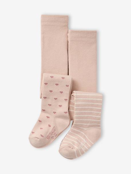 Pack of 2 Pairs of Fancy Tights for Baby Girls pale pink 