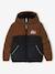 Two-tone Hooded Jacket with Recycled Polyester Padding, for Boys brown+sage green 