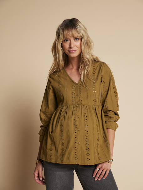 Broderie Anglaise Blouse for Maternity & Nursing, ENVIE DE FRAISE black+olive 