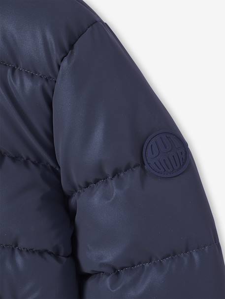Padded Jacket with Polar Fleece Lined Hood, Reflective Effect & Recycled Fibre Padding for Boys Grey+navy blue 
