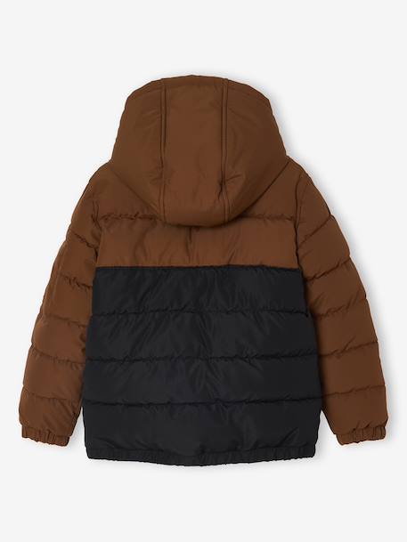 Two-tone Hooded Jacket with Recycled Polyester Padding, for Boys brown+sage green 