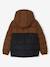 Two-tone Hooded Jacket with Recycled Polyester Padding, for Boys brown+sage green 