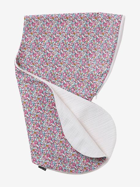 Nursing pillow and cover in cotton muslin and Liberty ENVIE DE FRAISE pale pink 