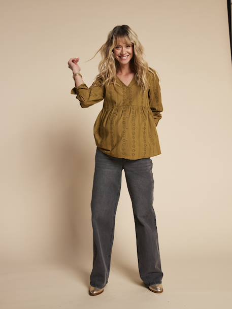 Broderie Anglaise Blouse for Maternity & Nursing, ENVIE DE FRAISE black+olive 