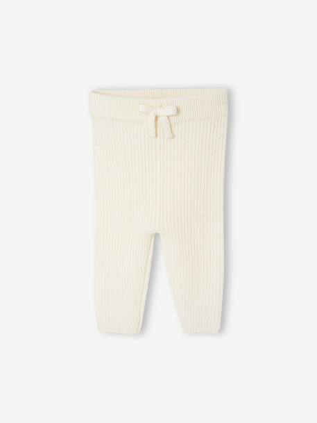 Set of 4 Plain Knit Items for Newborns: Cardigan + Trousers + Booties + Bodysuit ecru 